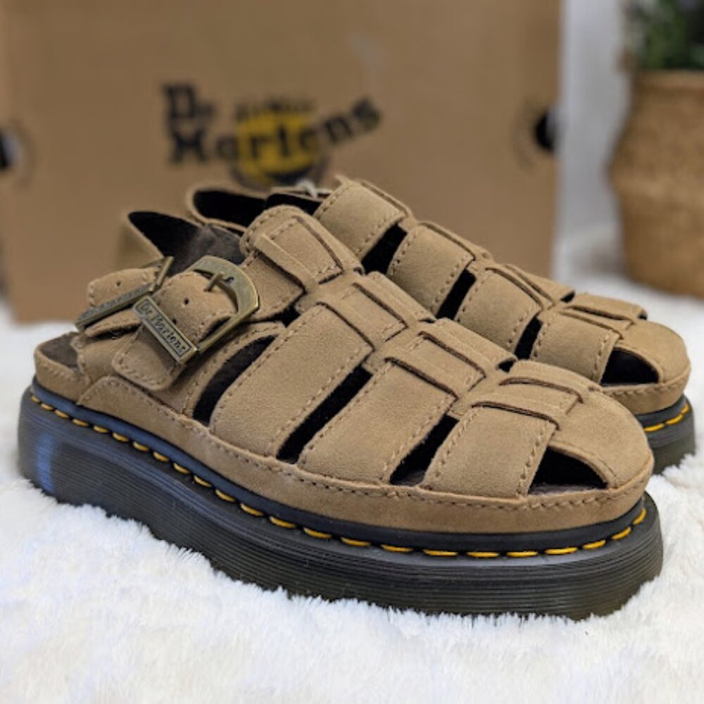 Dr. Martens Wrenlie Savannah Tan Bronx Suede Fisherman Sandals UK 7 NWT
